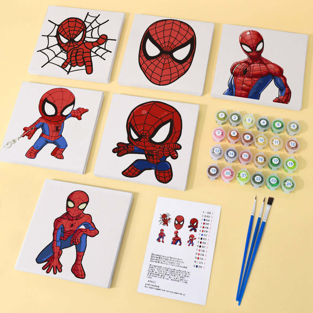 Spider Strokes (Set of 6) -  Paint by Numbers Kit for Adults -  Portrait By Numbers