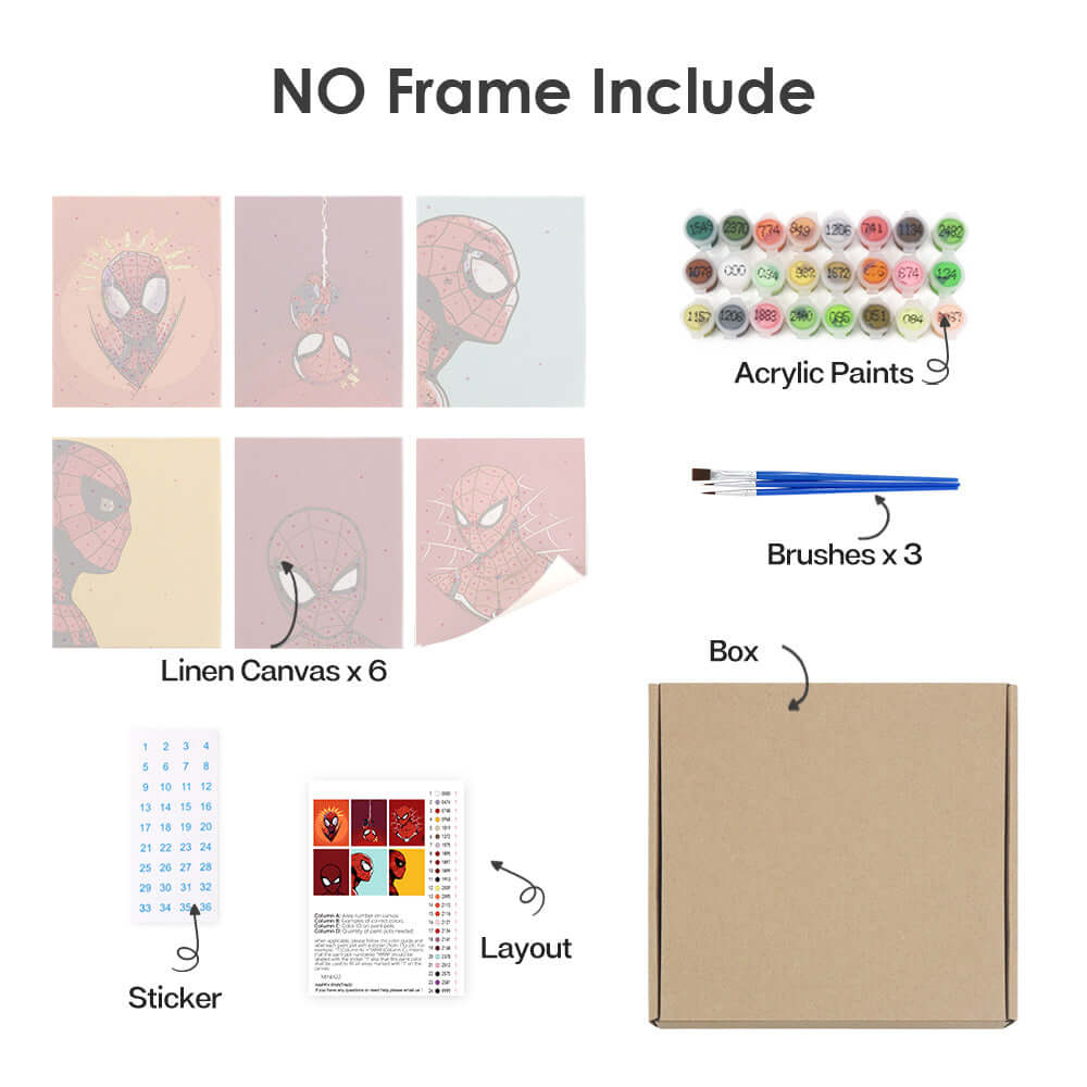 Spiderverse Heroes (Set of 6) -  Paint by numbers Kit -  Portrait By Numbers