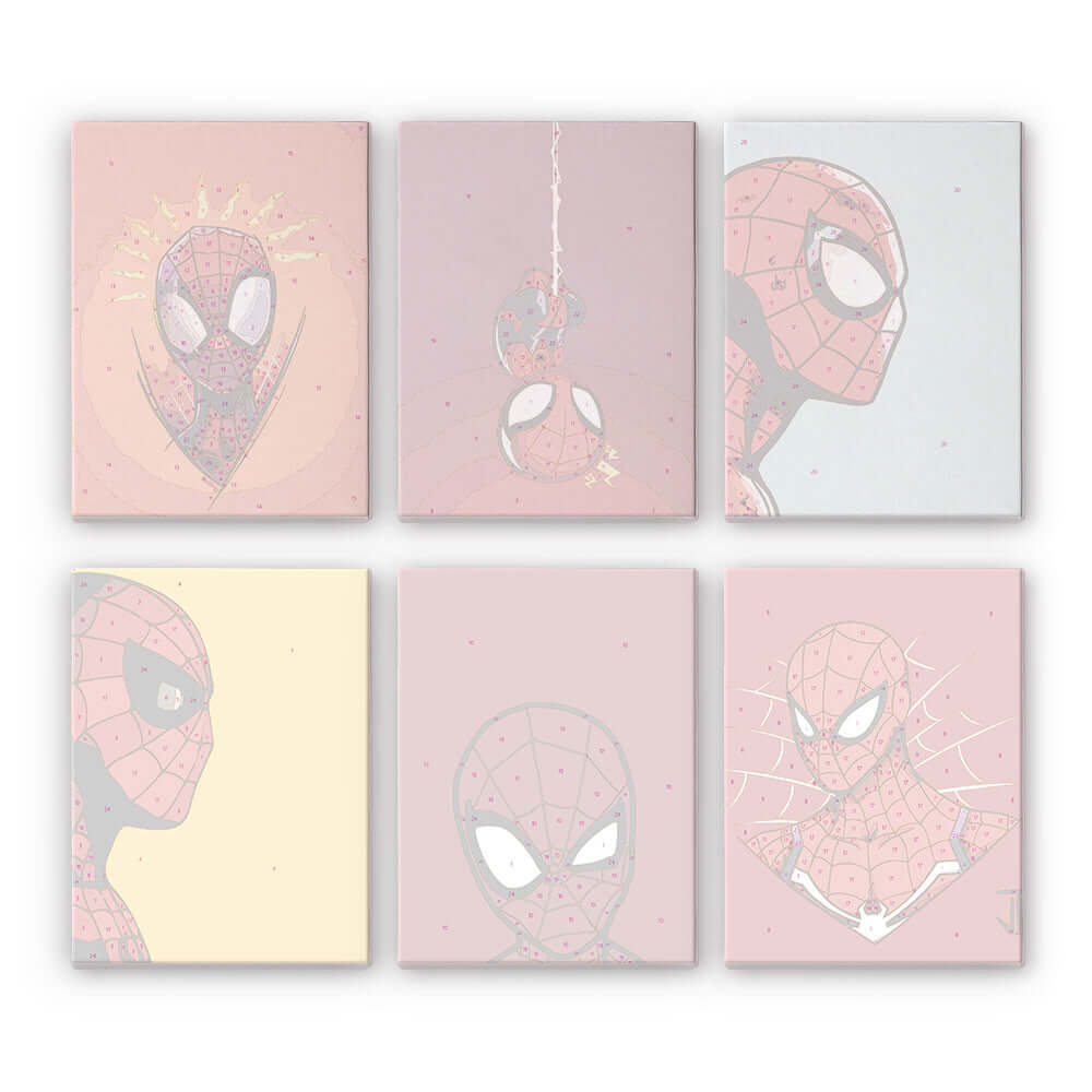 Spiderverse Heroes (Set of 6) -  Paint by Numbers Kit for Adults | Relaxing DIY Art Gift | -  Portrait By Numbers