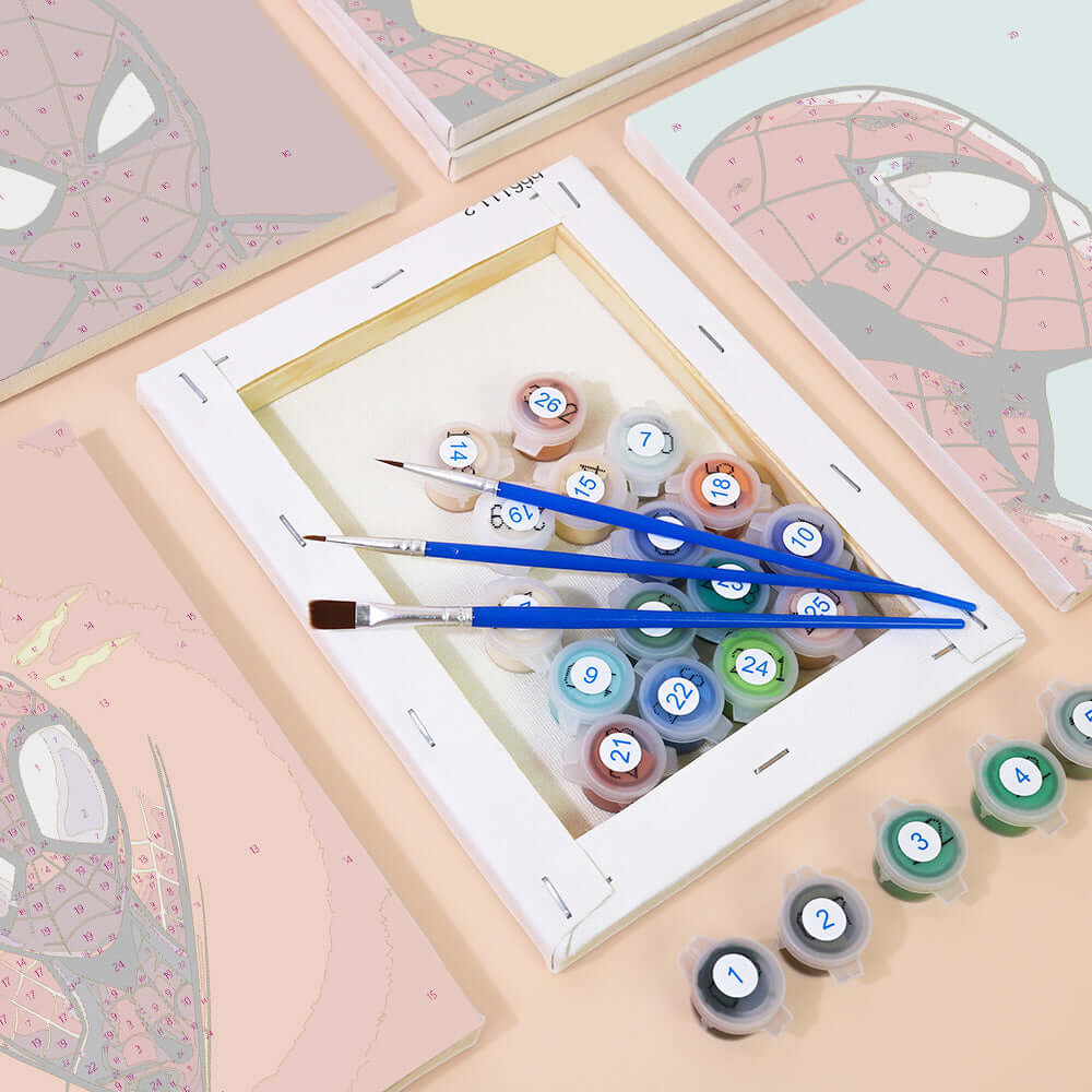 Spiderverse Heroes (Set of 6) -  Paint by Numbers Kit for Adults | Relaxing DIY Art Gift | -  Portrait By Numbers