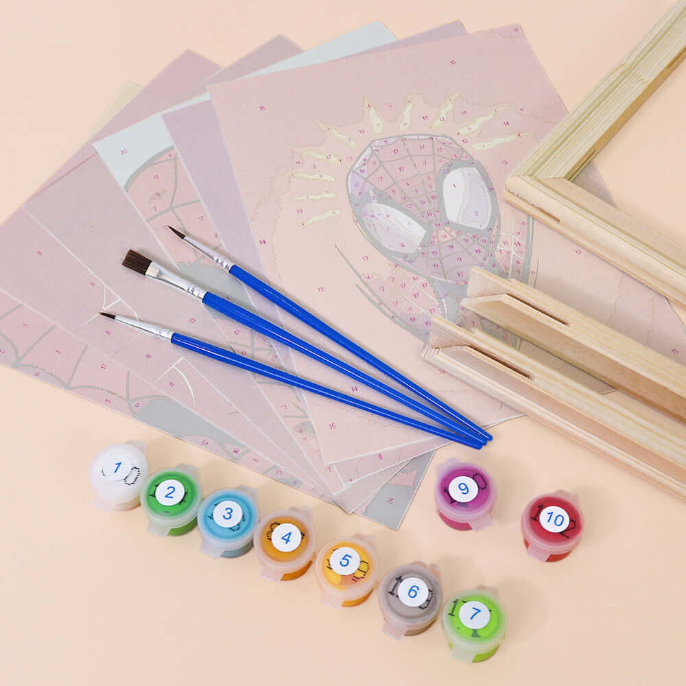 Spiderverse Heroes (Set of 6) -  Paint by Numbers Kit for Adults | Relaxing DIY Art Gift | -  Portrait By Numbers