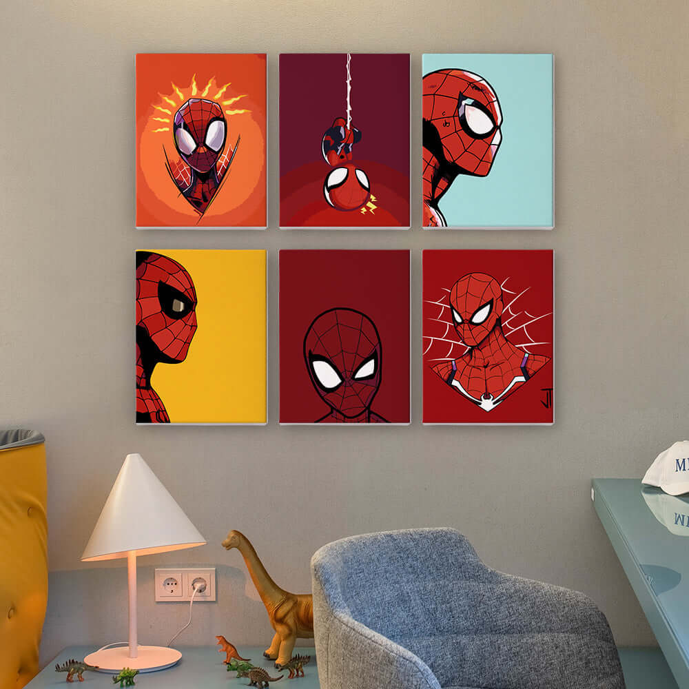 Spiderverse Heroes (Set of 6) -  Paint by Numbers Kit for Adults | Relaxing DIY Art Gift | -  Portrait By Numbers