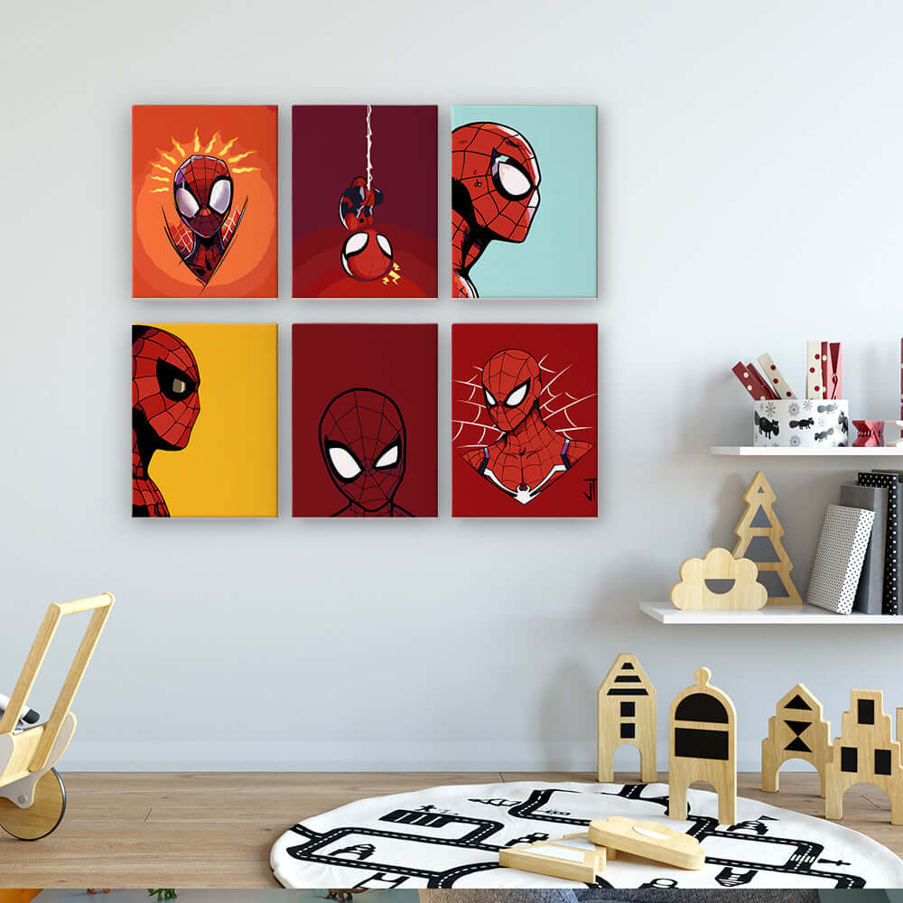 Spiderverse Heroes (Set of 6) -  Paint by Numbers Kit for Adults | Relaxing DIY Art Gift | -  Portrait By Numbers