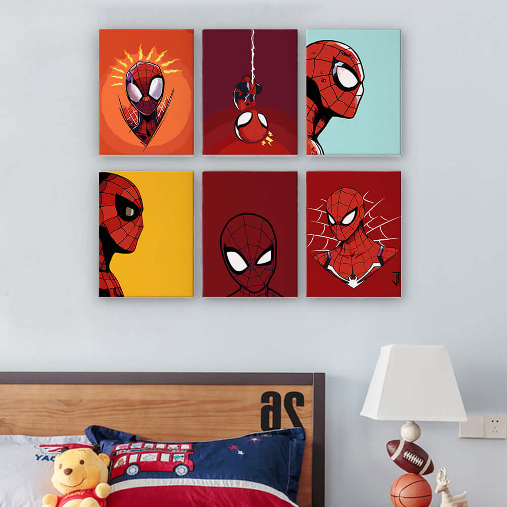Spiderverse Heroes (Set of 6) -  Paint by Numbers Kit for Adults | Relaxing DIY Art Gift | -  Portrait By Numbers