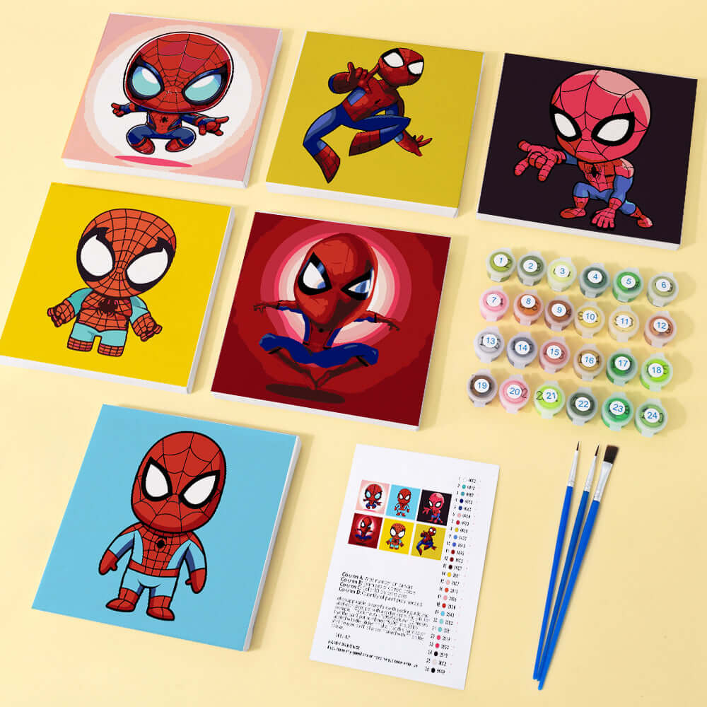 Spidey Squad (Set of 6) -  Paint by Numbers Kit for Adults -  Portrait By Numbers