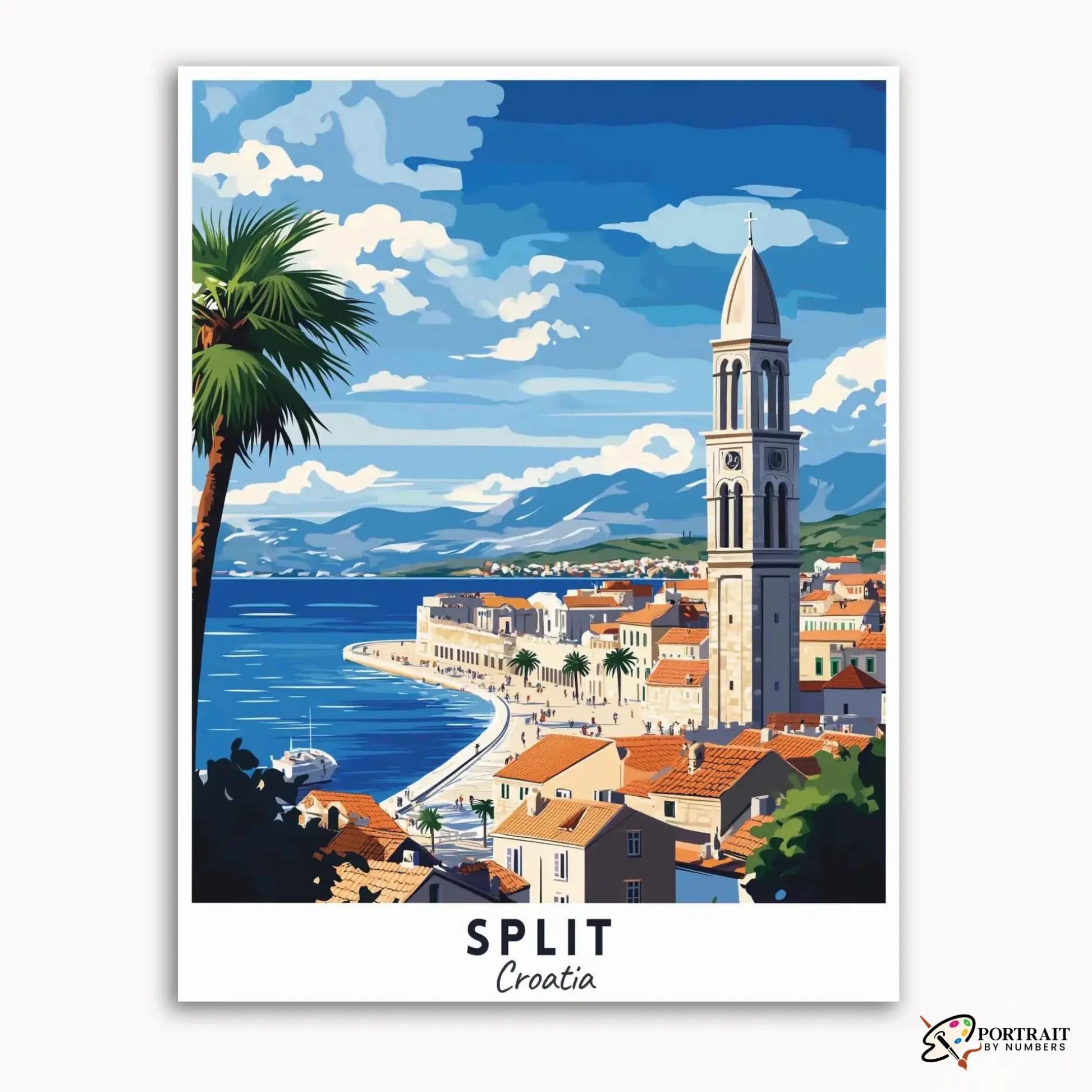 Split Travel Poster -  Paint by Numbers Kit for Adults -  Portrait By Numbers