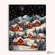 Starlit Winter Village -  Paint by Numbers Kit for Adults -  Portrait By Numbers