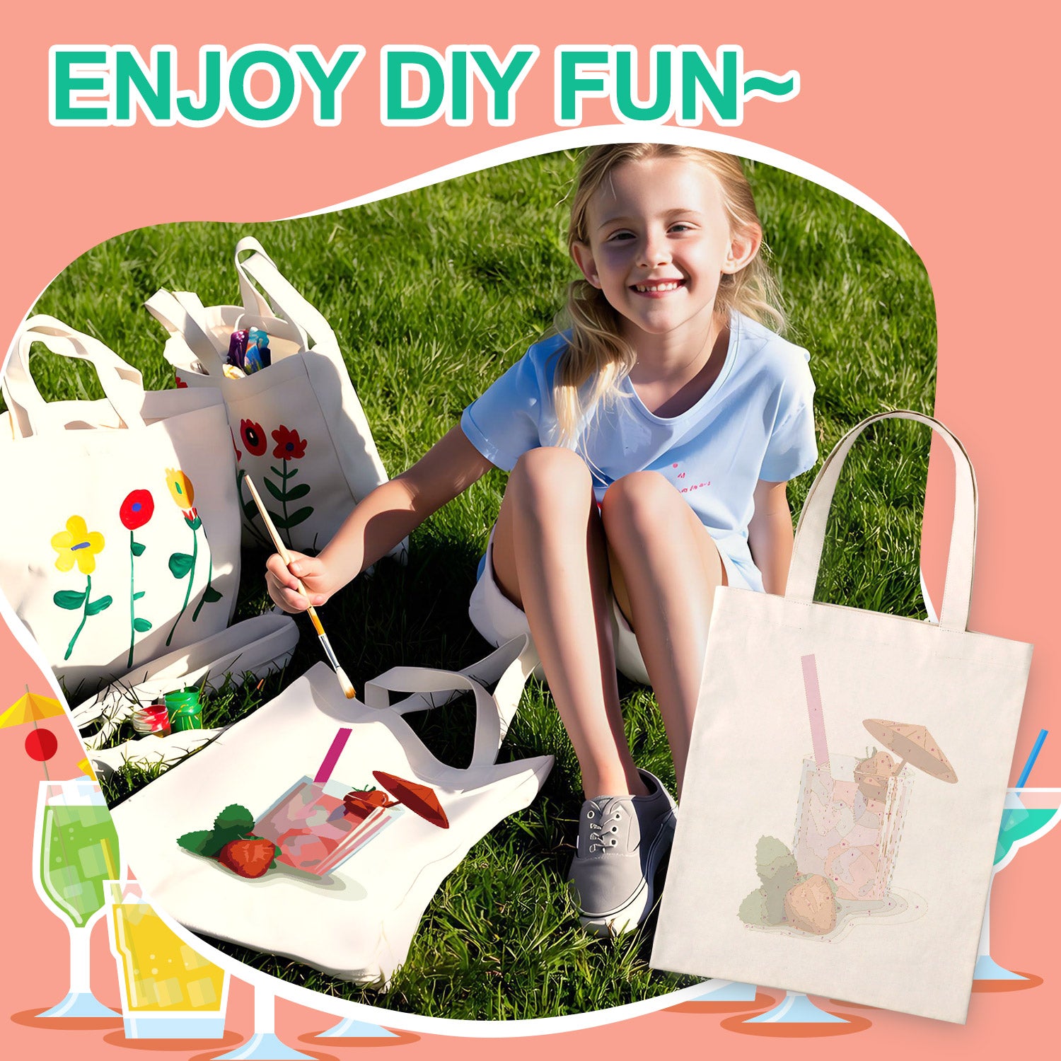 Strawberry Delight Drink Bag -  Paint by Numbers Kit for Adults -  Portrait By Numbers