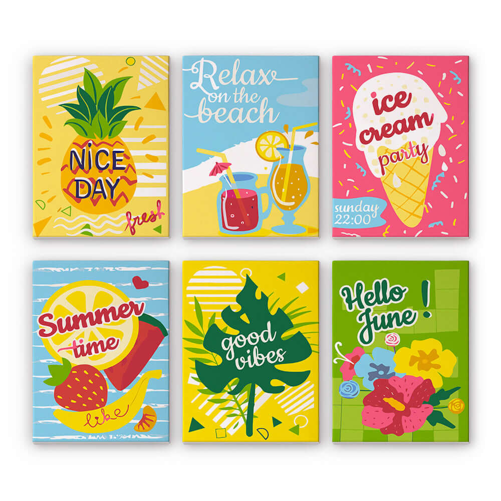 Summer Bliss (Set of 6) -  Paint by numbers Kit -  Portrait By Numbers