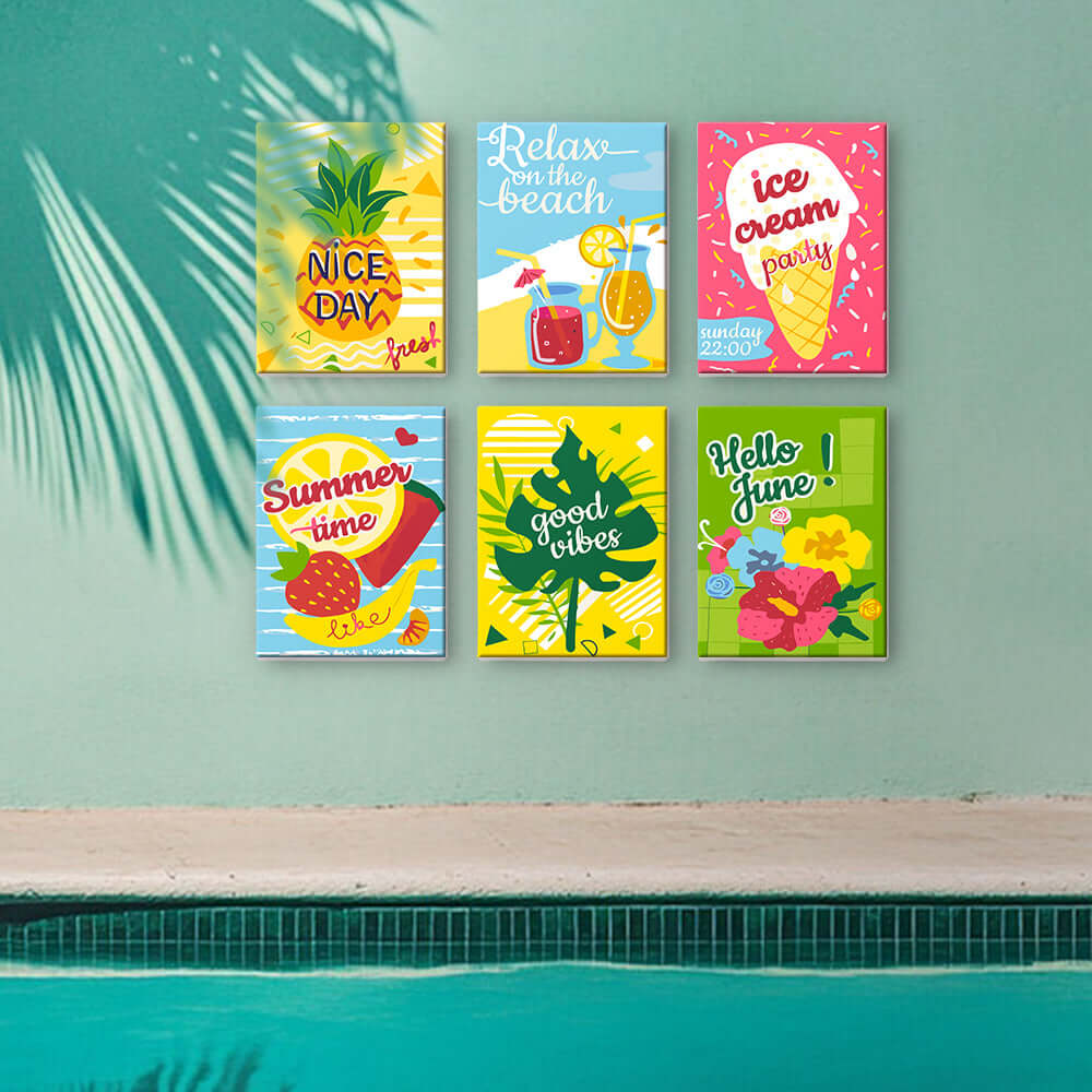 Summer Bliss (Set of 6) -  Paint by Numbers Kit for Adults -  Portrait By Numbers