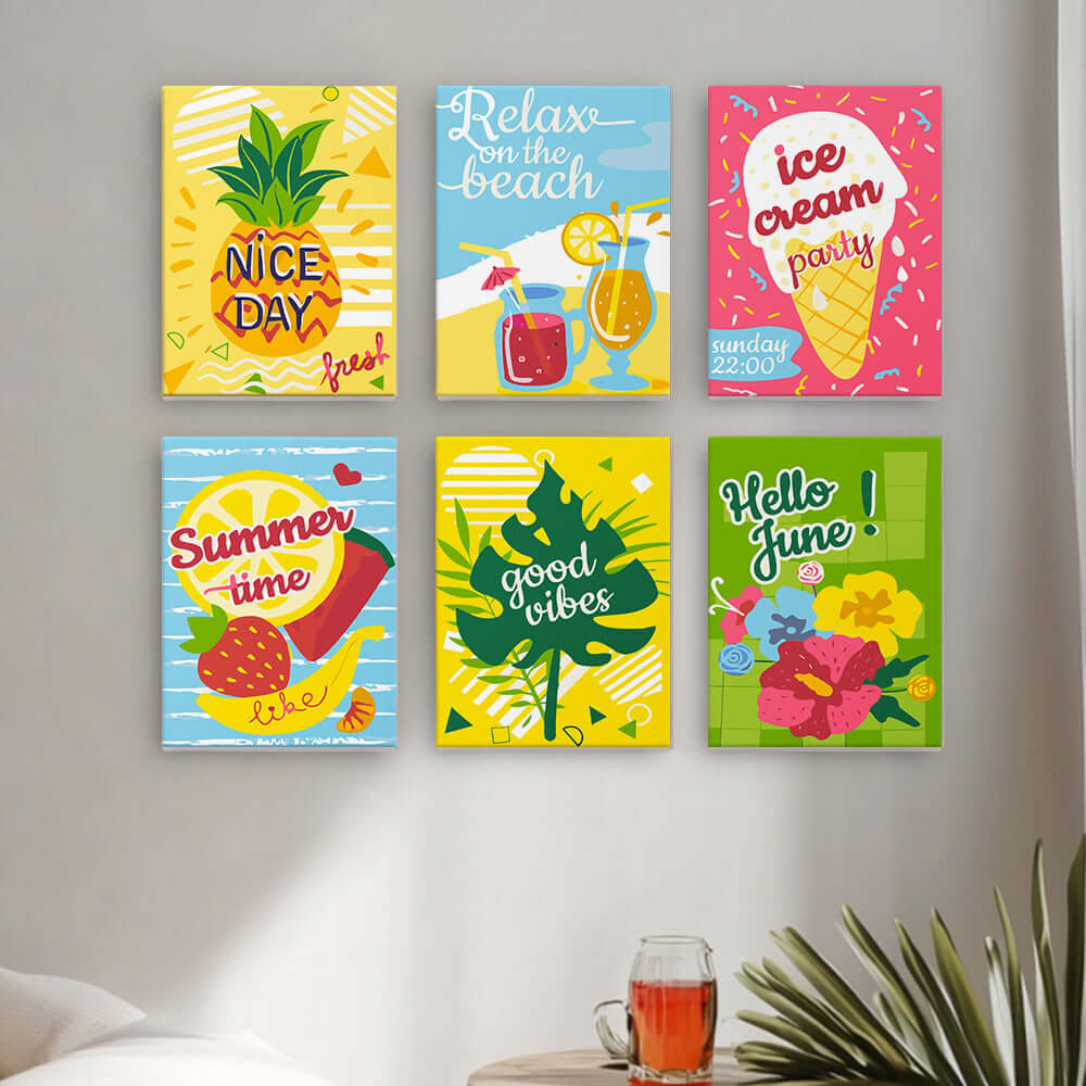 Summer Bliss (Set of 6) -  Paint by Numbers Kit for Adults -  Portrait By Numbers