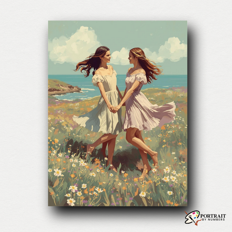 Summer Breeze Sisters -  Paint by numbers -  Portrait By Numbers