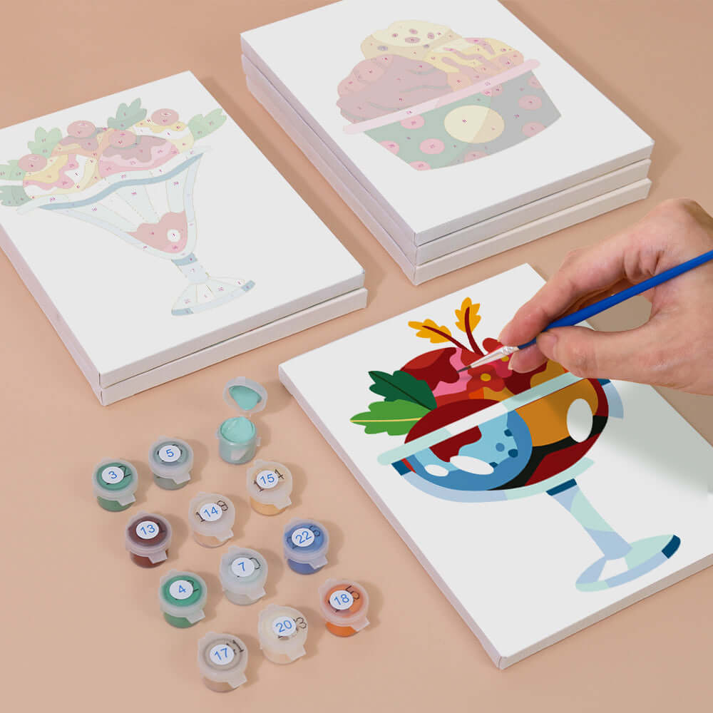 Sundae Bliss (Set of 6) -  Paint by Numbers Kit for Adults -  Portrait By Numbers