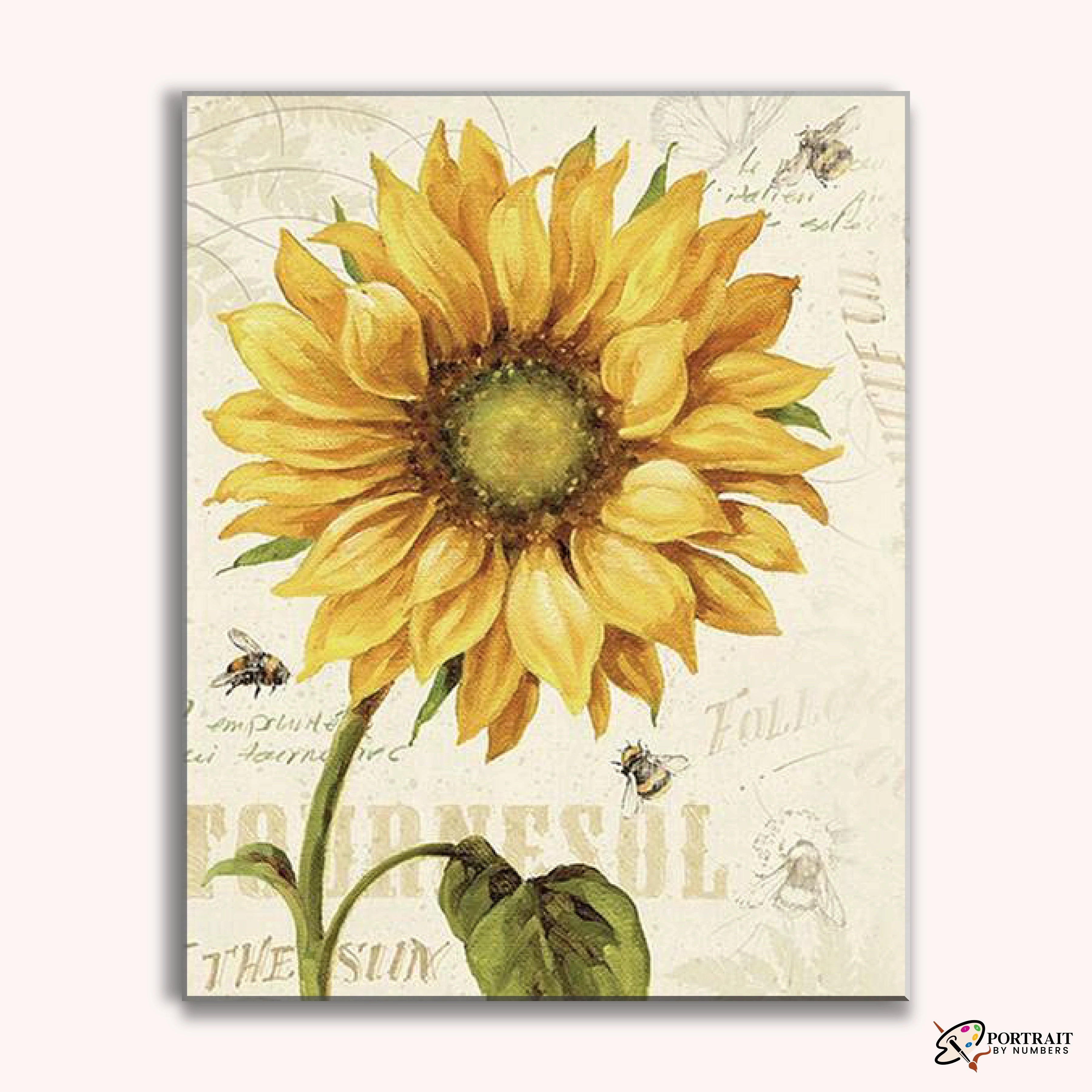 Sunflower & Honey Bee -  Paint by Numbers Kit for Adults -  Portrait By Numbers