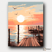Sunset Dock -  Paint by Numbers Kit for Adults -  Portrait By Numbers