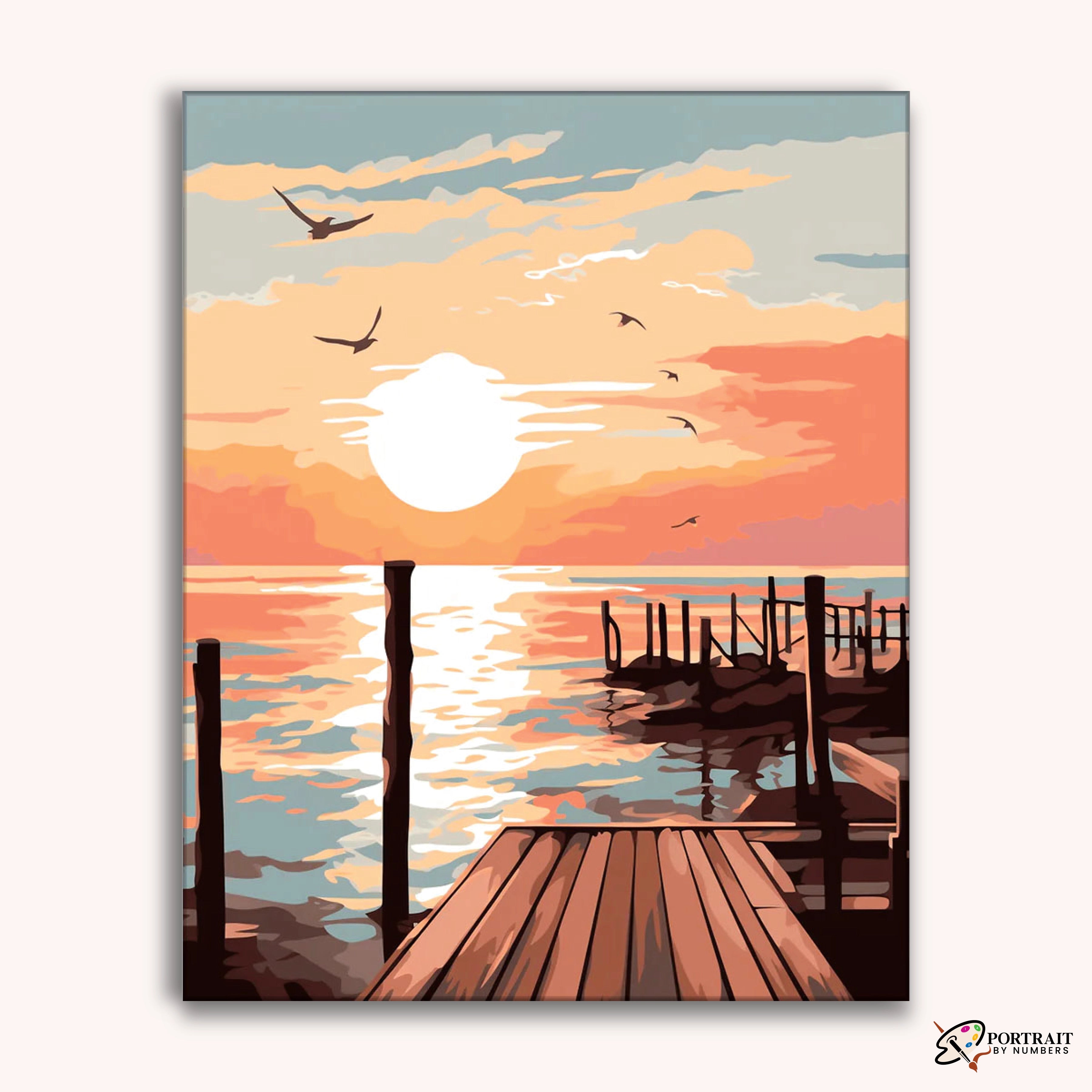 Sunset Dock -  Paint by Numbers Kit for Adults -  Portrait By Numbers