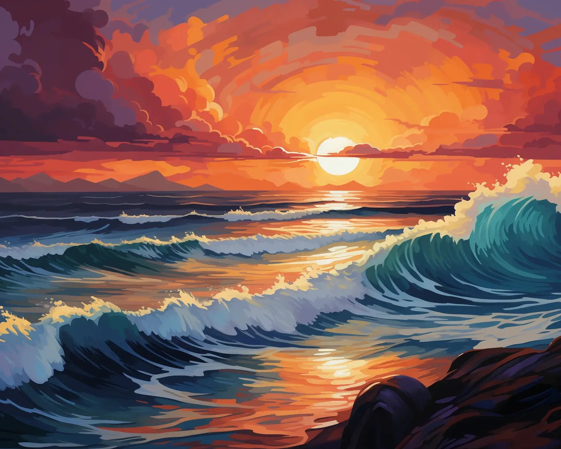 Sunset Swells -  Paint by numbers -  Portrait By Numbers