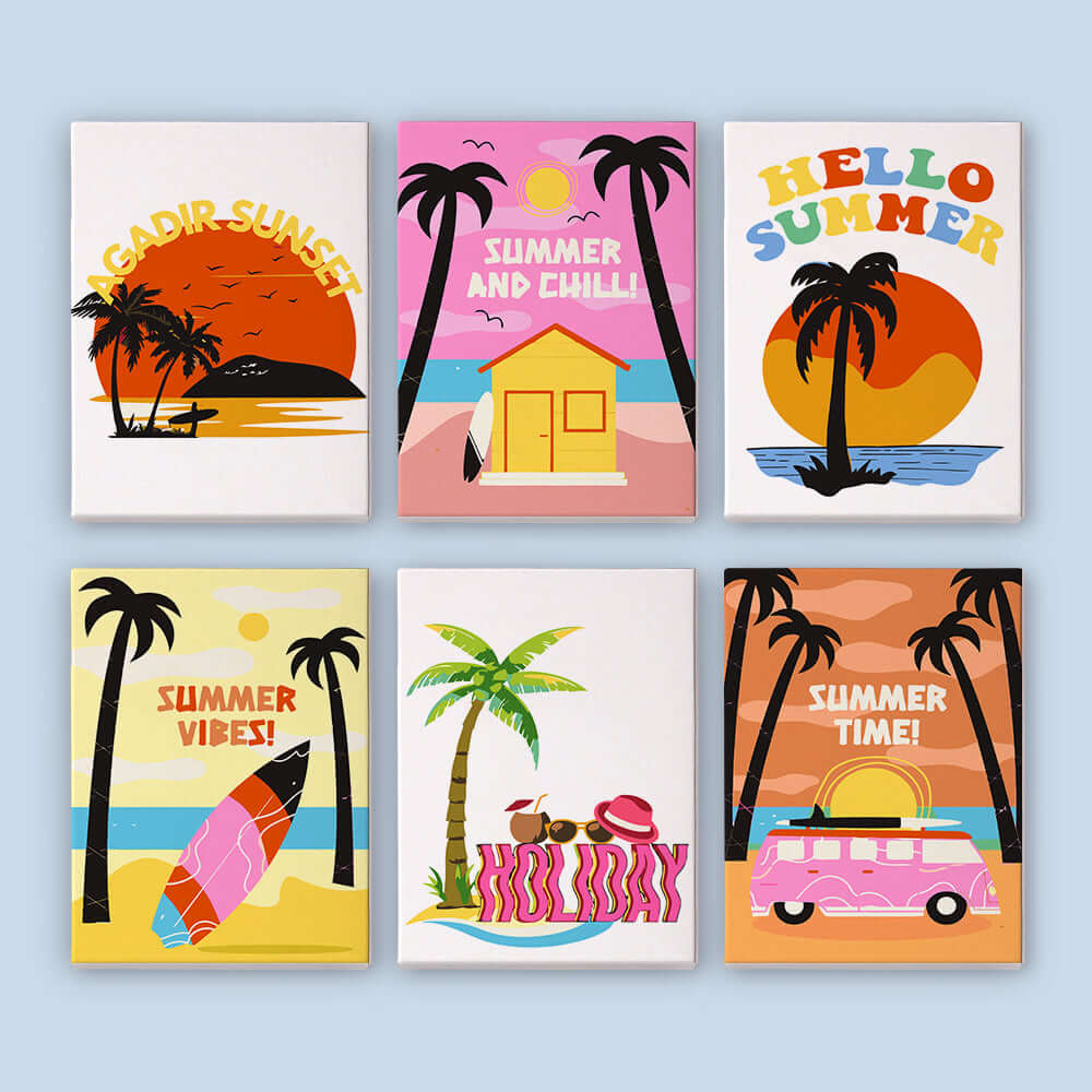 Sunset Vibes (Set of 6) -  Paint by numbers Kit -  Portrait By Numbers