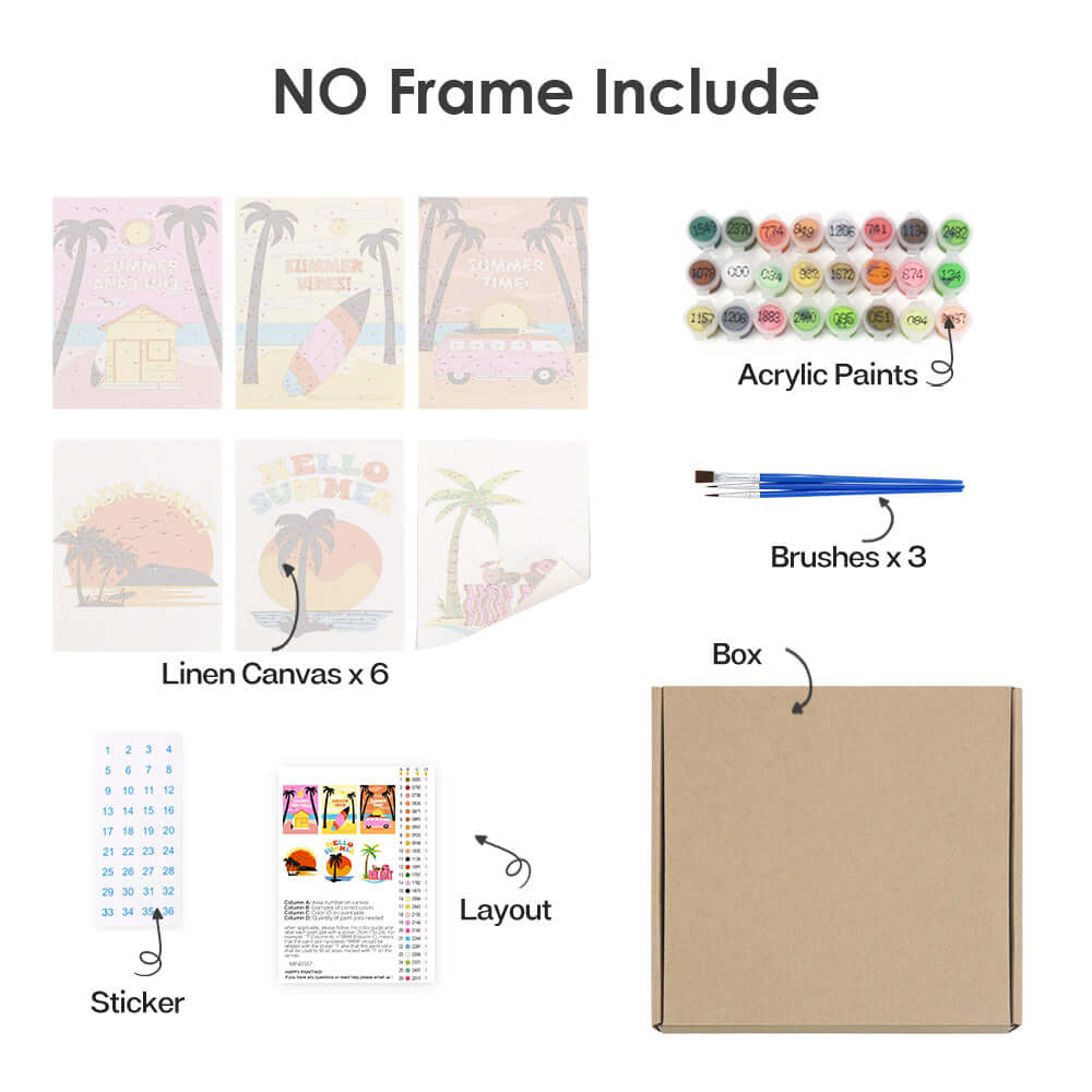 Sunset Vibes (Set of 6) -  Paint by numbers Kit -  Portrait By Numbers