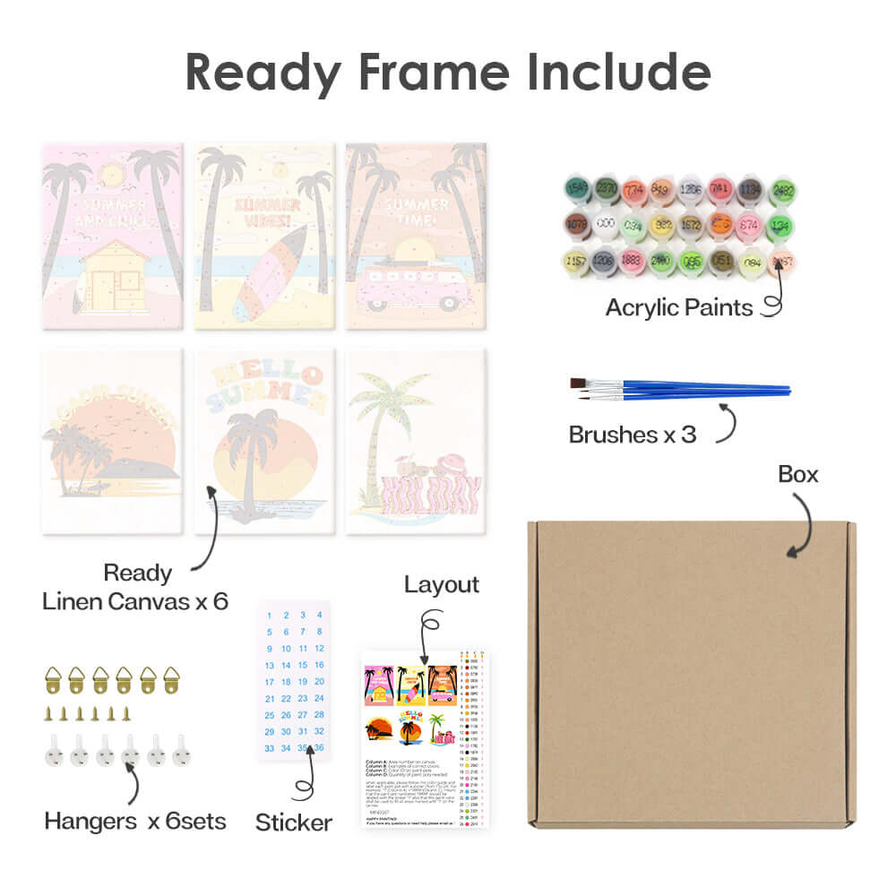 Sunset Vibes (Set of 6) -  Paint by numbers Kit -  Portrait By Numbers