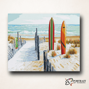 Surfboards Beach -  Paint by Numbers Kit for Adults -  Portrait By Numbers