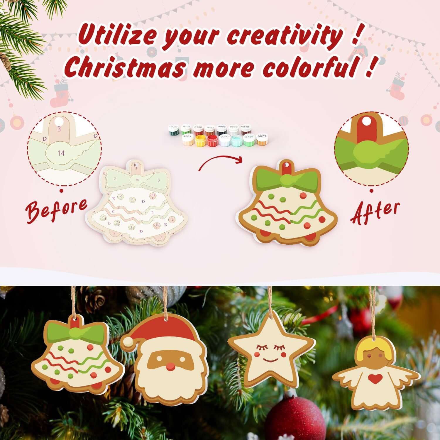 Sweet Christmas -  Paint by Numbers Kit for Adults | Relaxing DIY Art Gift | -  Portrait By Numbers