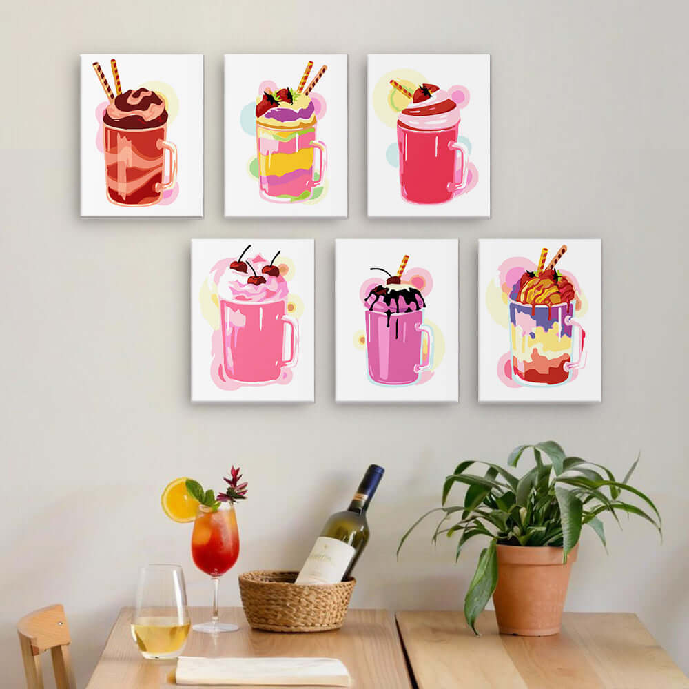 Sweet Sips (Set of 6) -  Paint by Numbers Kit for Adults -  Portrait By Numbers