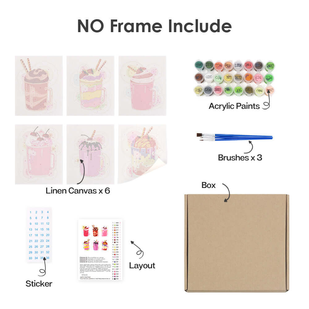 Sweet Sips (Set of 6) -  Paint by Numbers Kit for Adults -  Portrait By Numbers