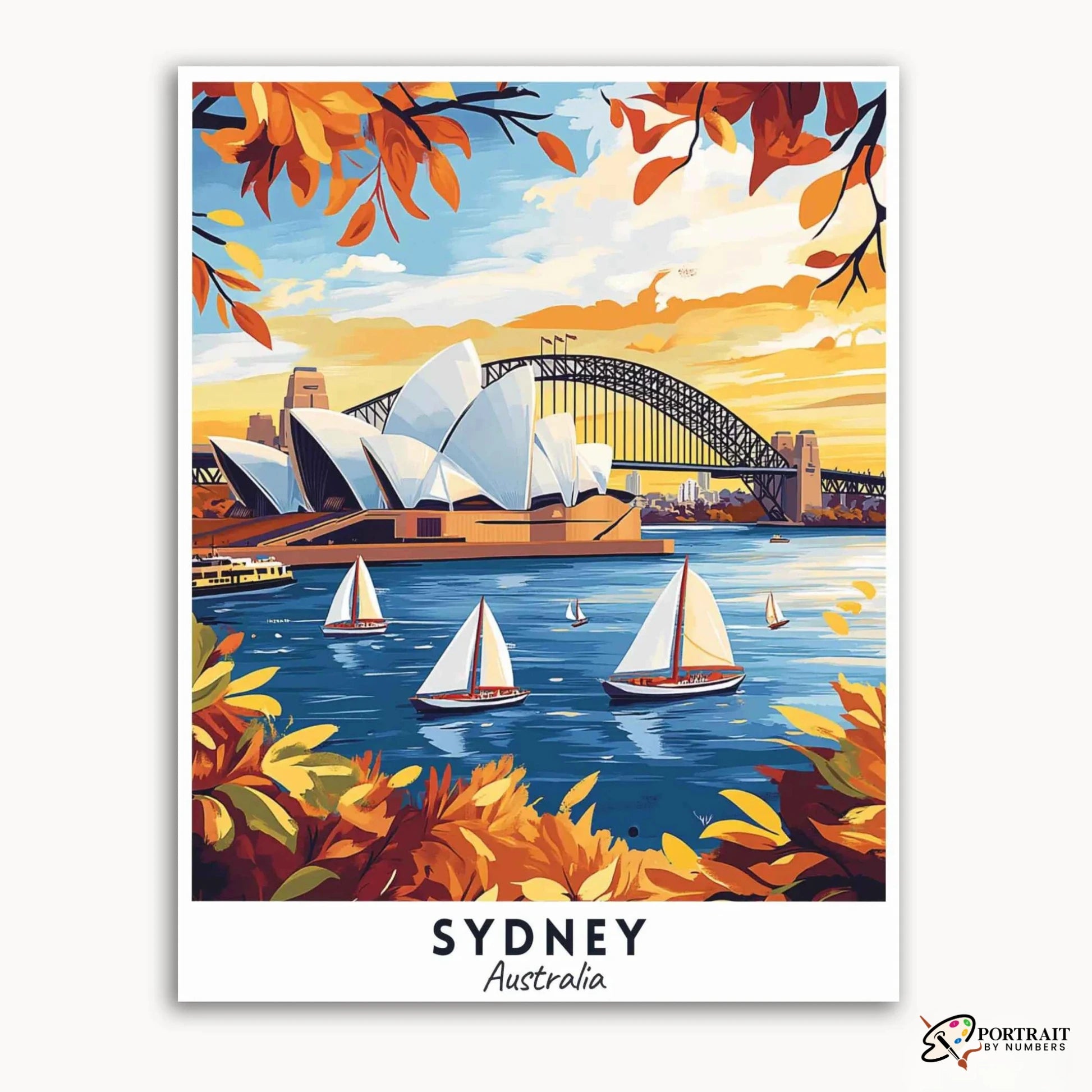 Sydney Travel Poster -  Paint by Numbers Kit for Adults -  Portrait By Numbers