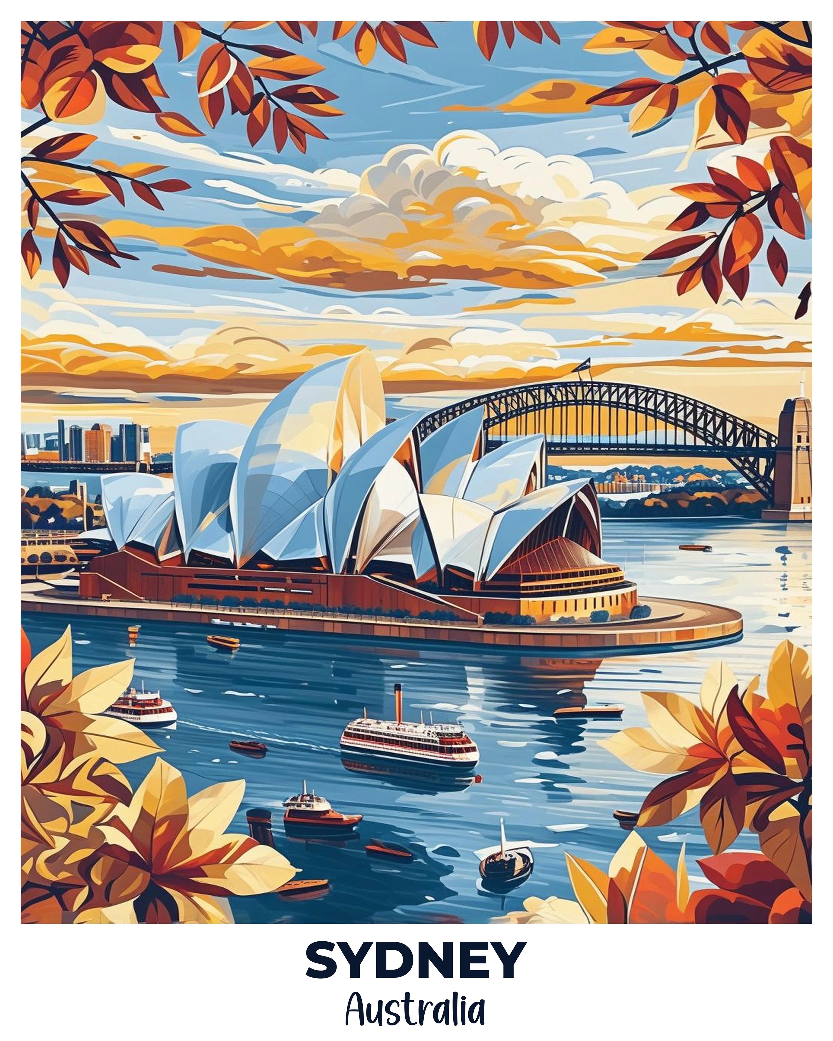 Sydney Travel Poster -  Paint by Numbers Kit for Adults -  Portrait By Numbers