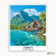 Tahiti - Travel Poster -  Paint by Numbers Kit for Adults -  Portrait By Numbers