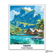 Tahiti - Travel Poster -  Paint by Numbers Kit for Adults -  Portrait By Numbers