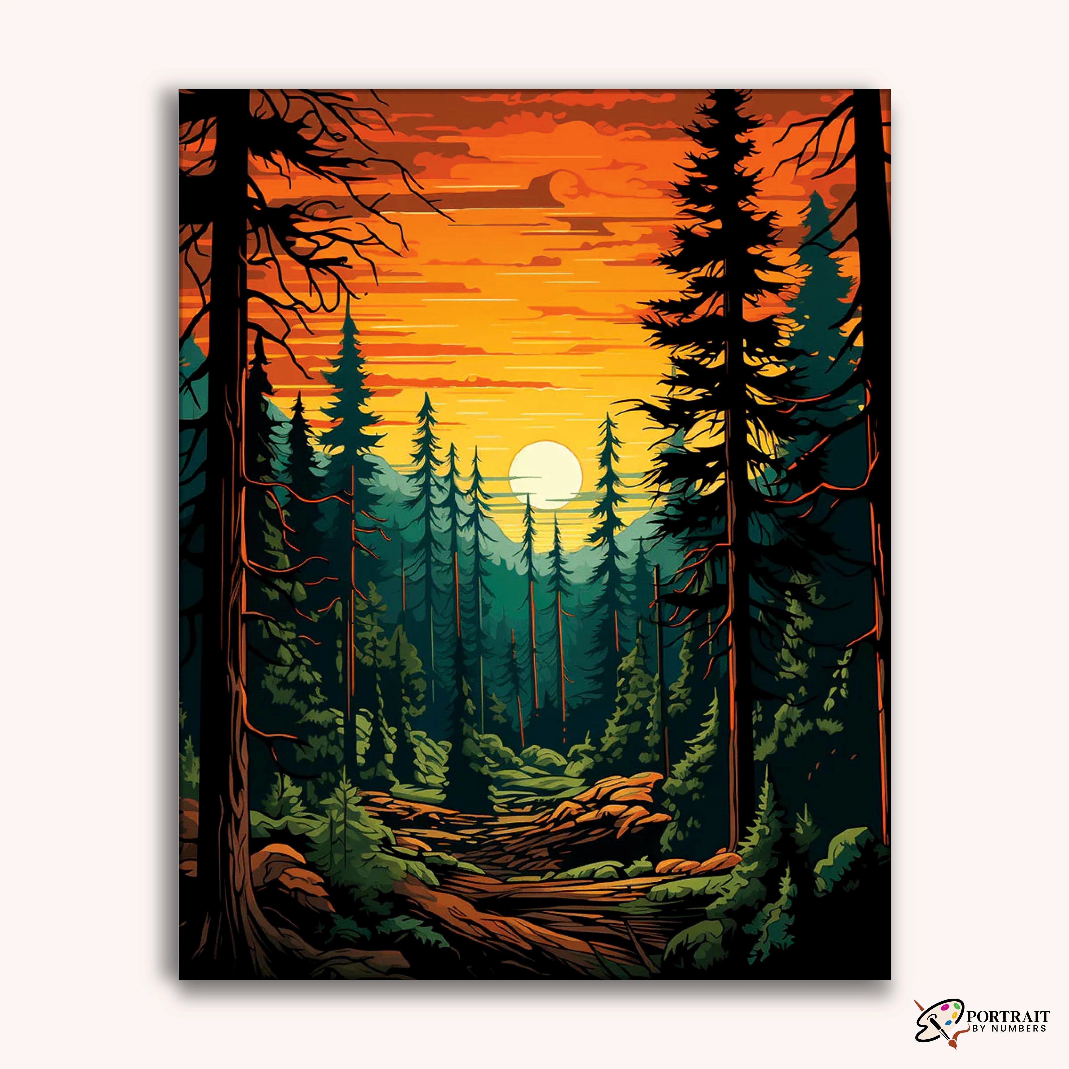 Tall Trees Forest -  Paint by Numbers Kit for Adults -  Portrait By Numbers