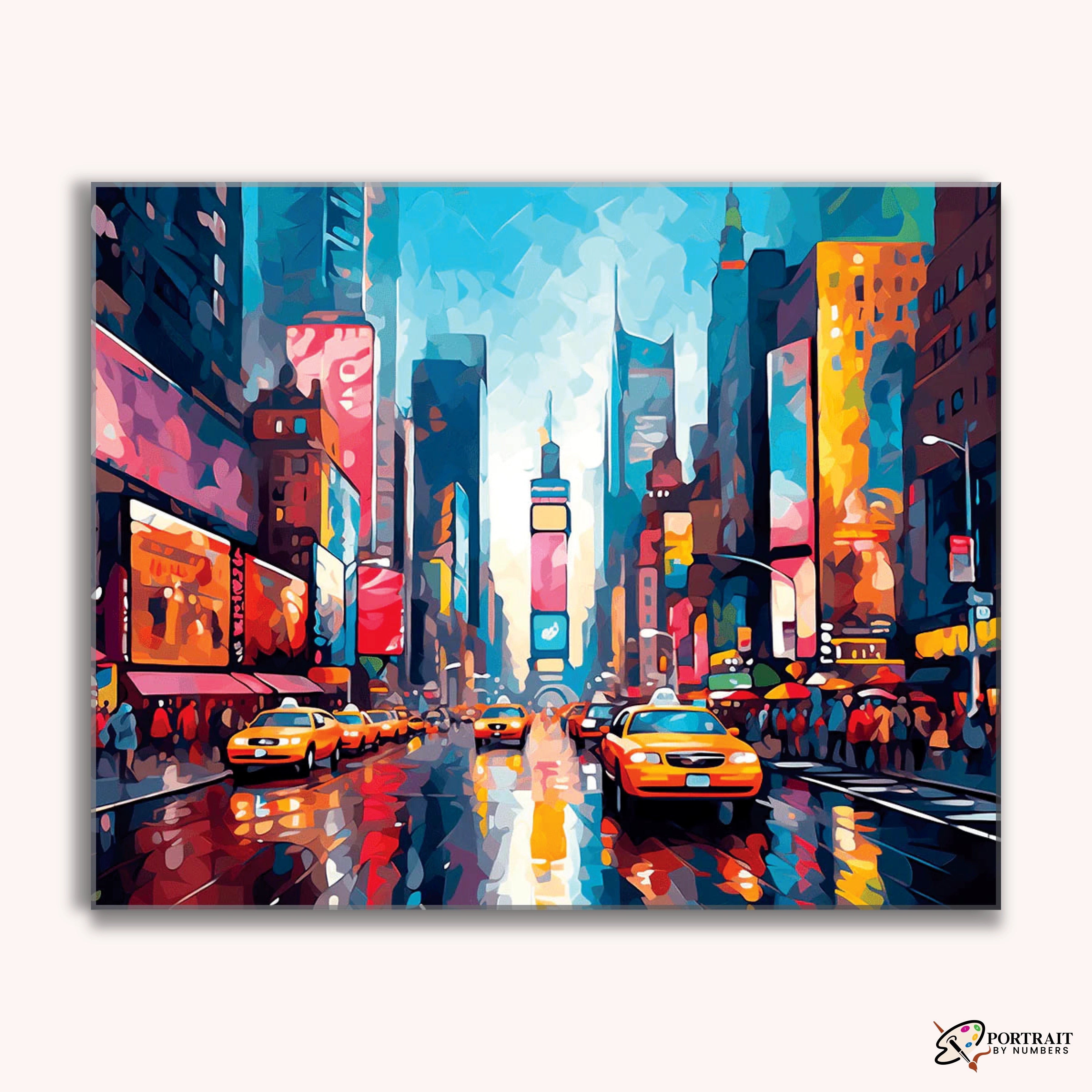 Taxi Streets -  Paint by Numbers Kit for Adults -  Portrait By Numbers