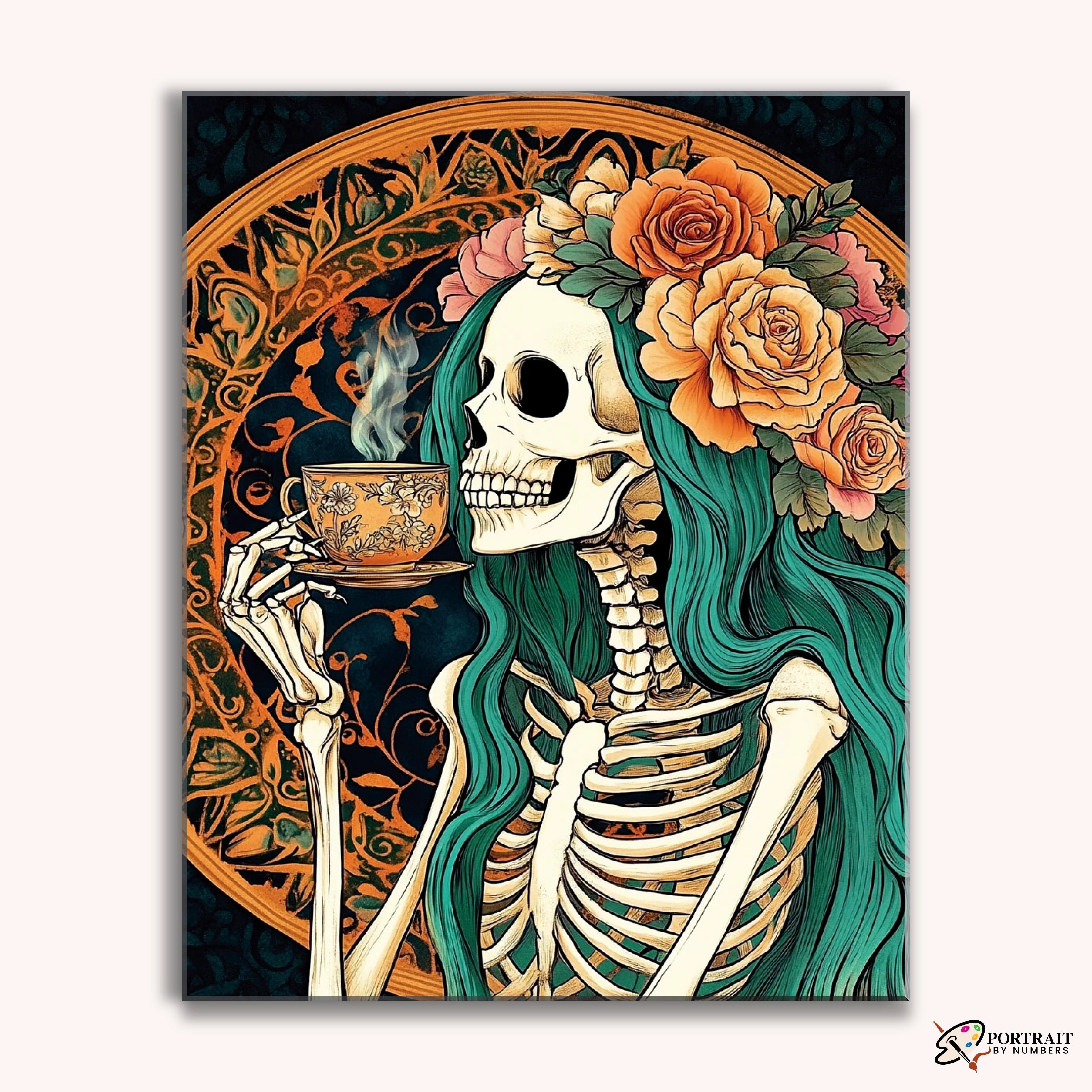 Tea with Mortality -  Paint by Numbers Kit for Adults -  Portrait By Numbers
