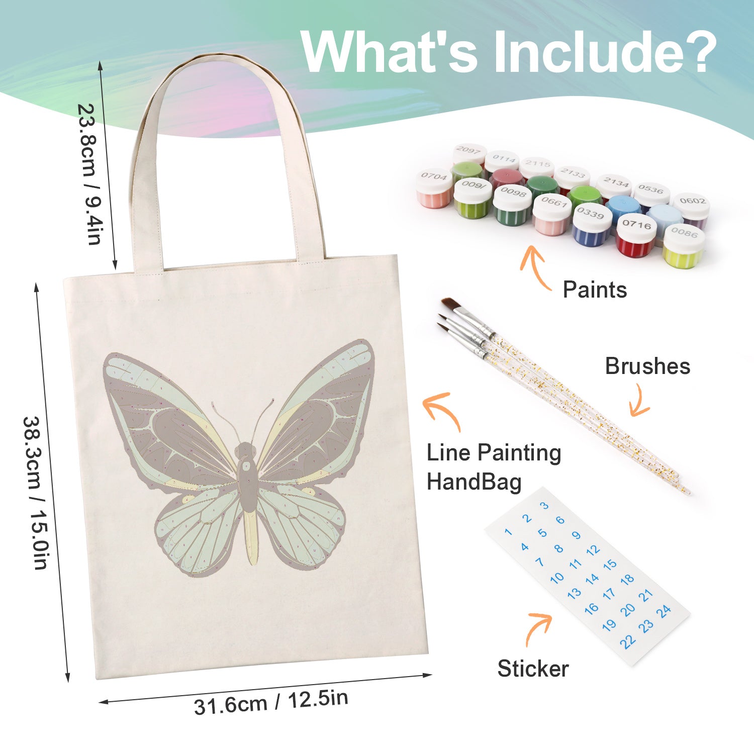 Teal Shadow Butterfly Bag -  Paint by Numbers Kit for Adults -  Portrait By Numbers
