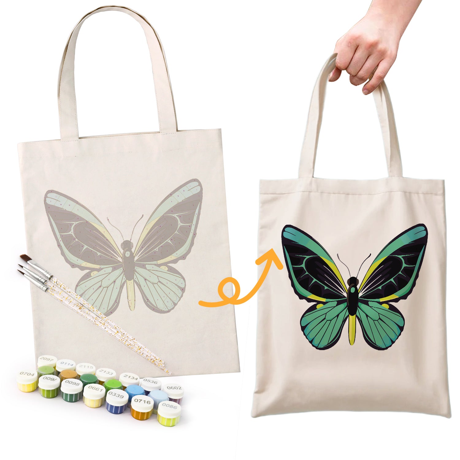Teal Shadow Butterfly Bag -  Paint by Numbers Kit for Adults -  Portrait By Numbers