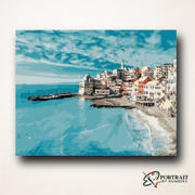 The Blue Ocean City of Italy -  Paint by Numbers Kit for Adults -  Portrait By Numbers
