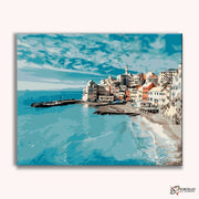 The Blue Ocean City of Italy -  Paint by Numbers Kit for Adults -  Portrait By Numbers