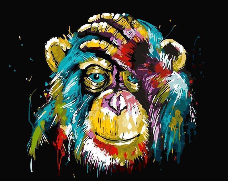 The Colorful Monkey -  Paint by Numbers Kit for Adults | Relaxing DIY Art Gift | -  Portrait By Numbers