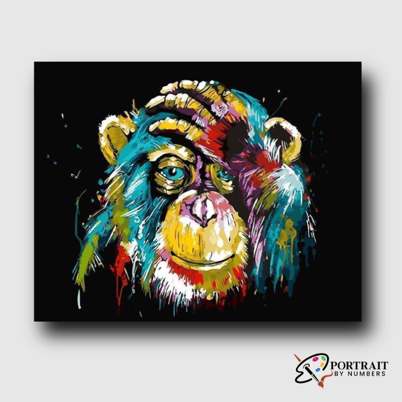 The Colorful Monkey -  Paint by Numbers Kit for Adults | Relaxing DIY Art Gift | -  Portrait By Numbers