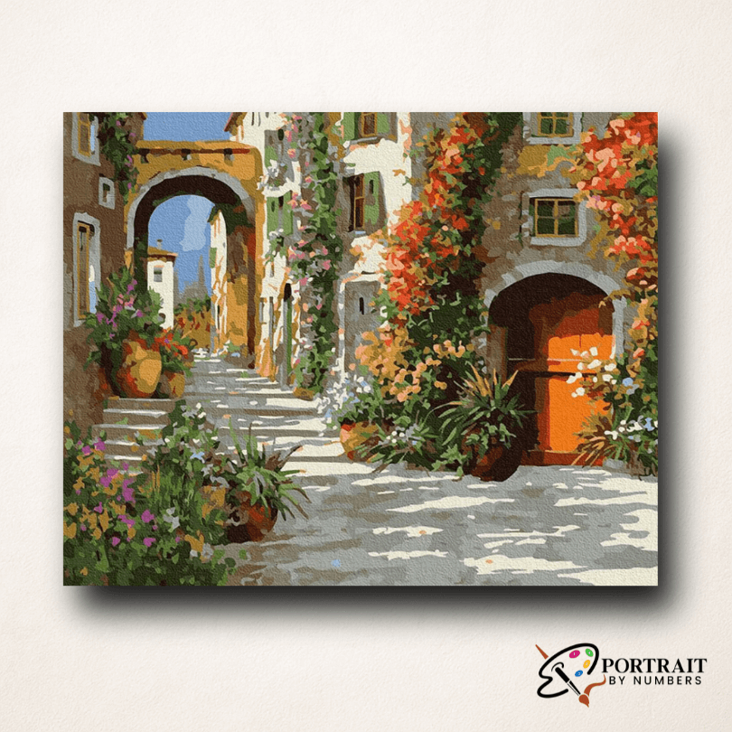 The Yard in Flowers -  Paint by numbers -  Portrait By Numbers