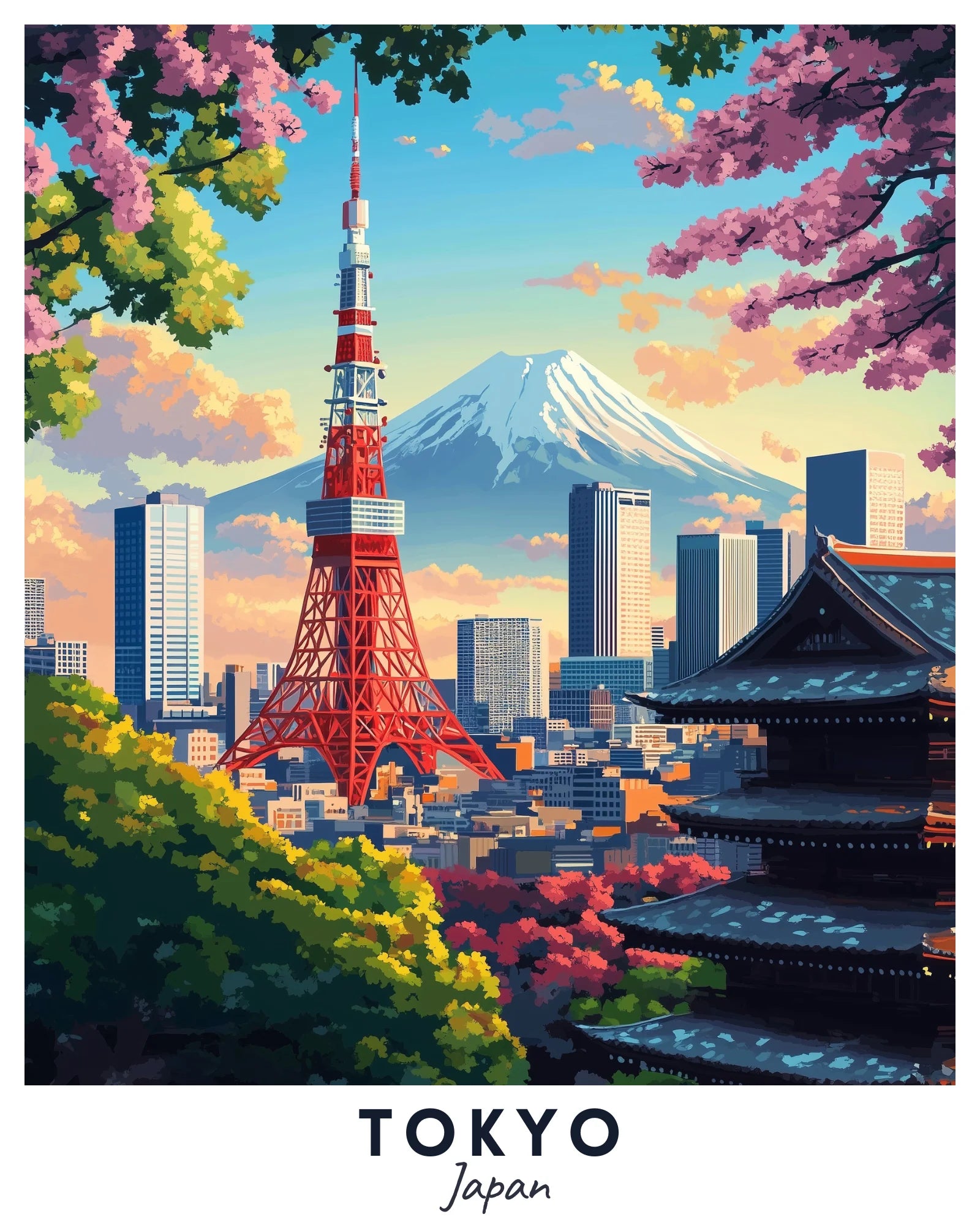 Tokyo Travel Poster -  Paint by Numbers Kit for Adults -  Portrait By Numbers