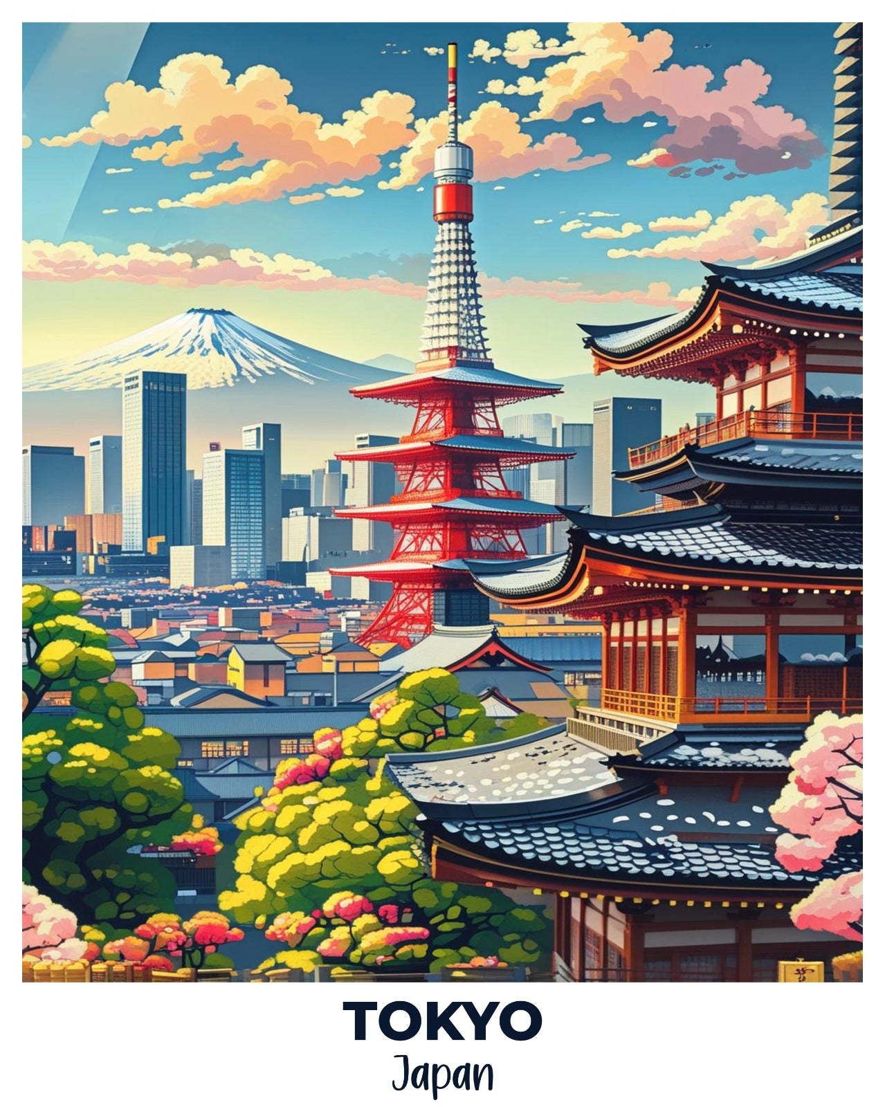 Tokyo Travel Poster -  Paint by Numbers Kit for Adults -  Portrait By Numbers