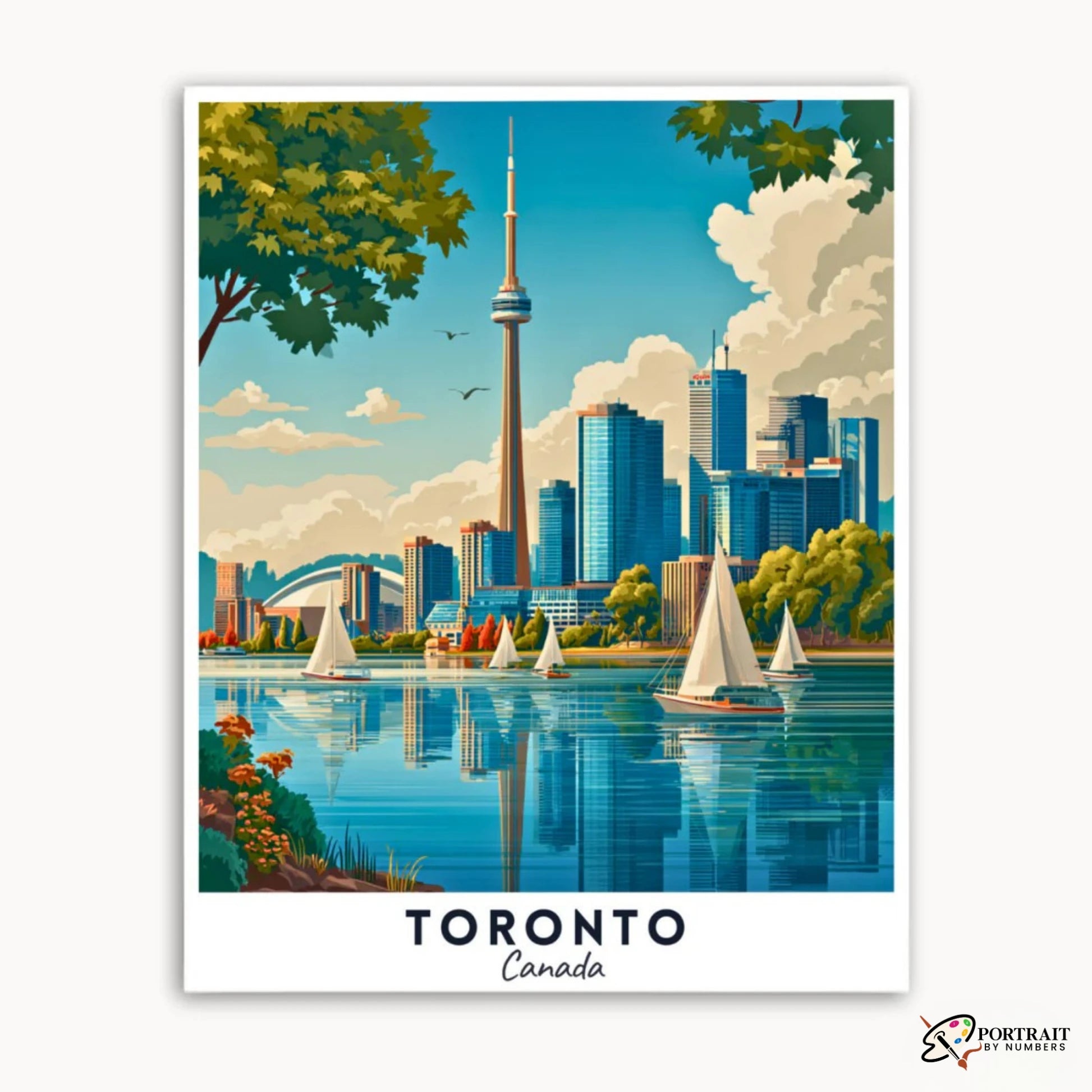 Toronto - Travel Poster -  Paint by Numbers Kit for Adults -  Portrait By Numbers