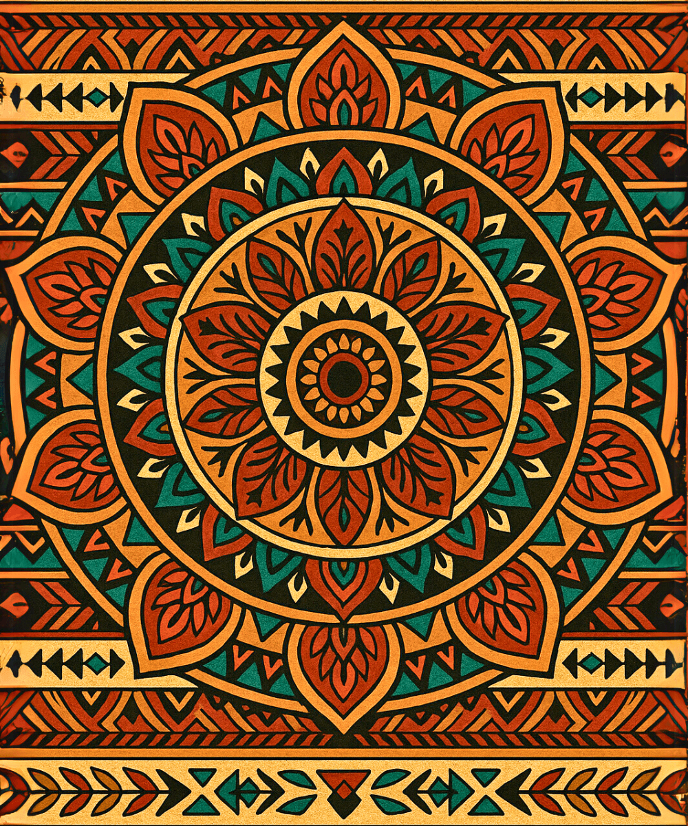 Vibrant Tribal Sun Mandala design featured in Paint by Numbers Kits for artistic home decor.