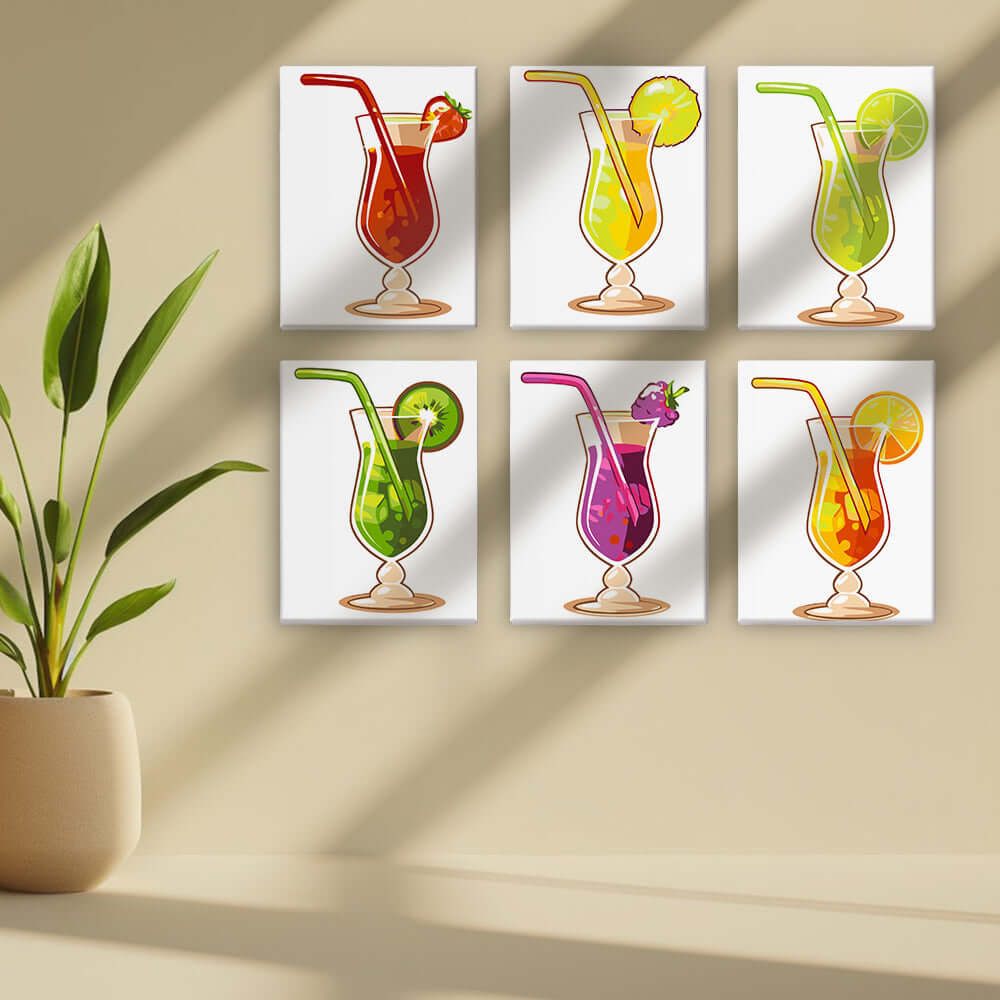 Tropic Sips (Set of 6) -  Paint by Numbers Kit for Adults -  Portrait By Numbers