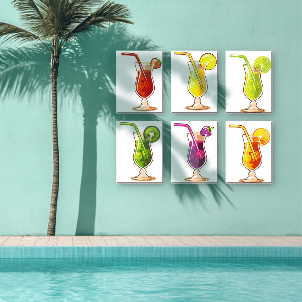 Tropic Sips (Set of 6) -  Paint by Numbers Kit for Adults -  Portrait By Numbers