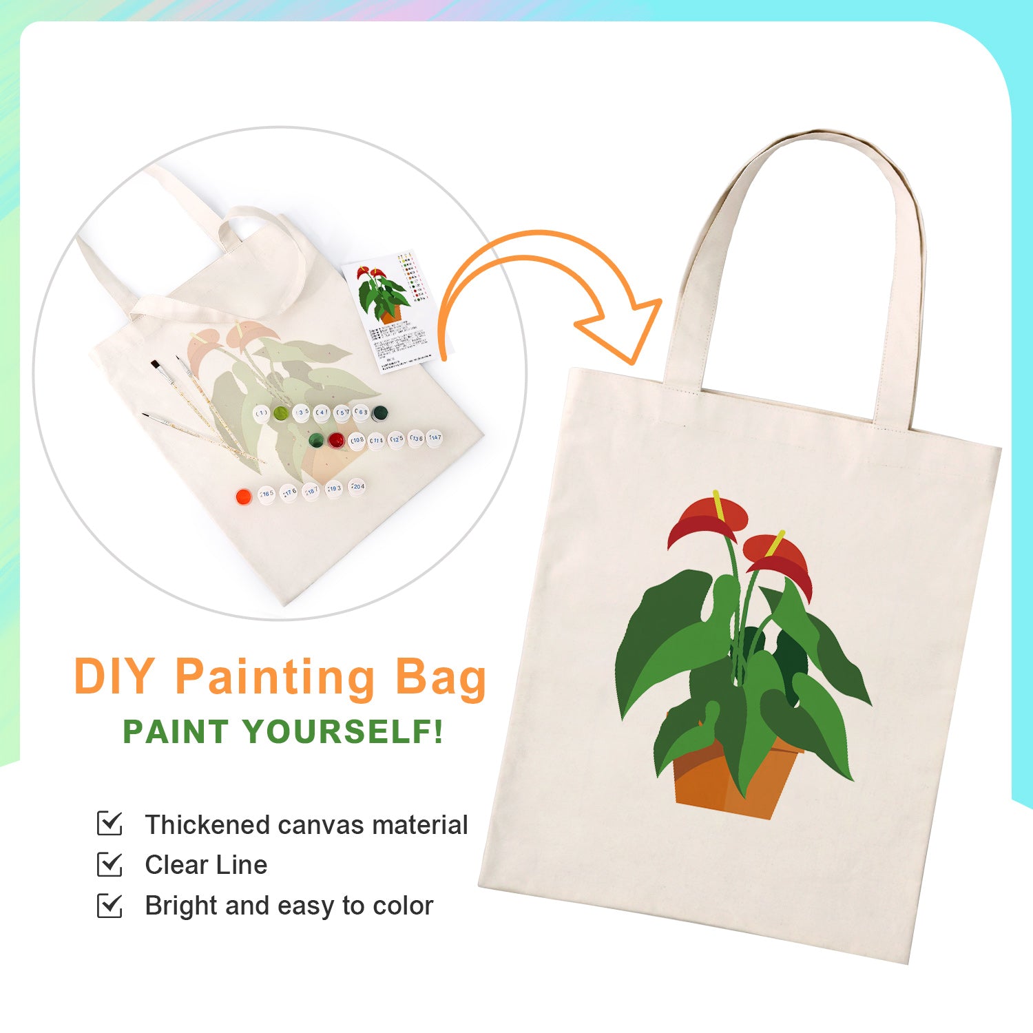 Tropical Bloom Bag -  Paint by Numbers Kit for Adults -  Portrait By Numbers