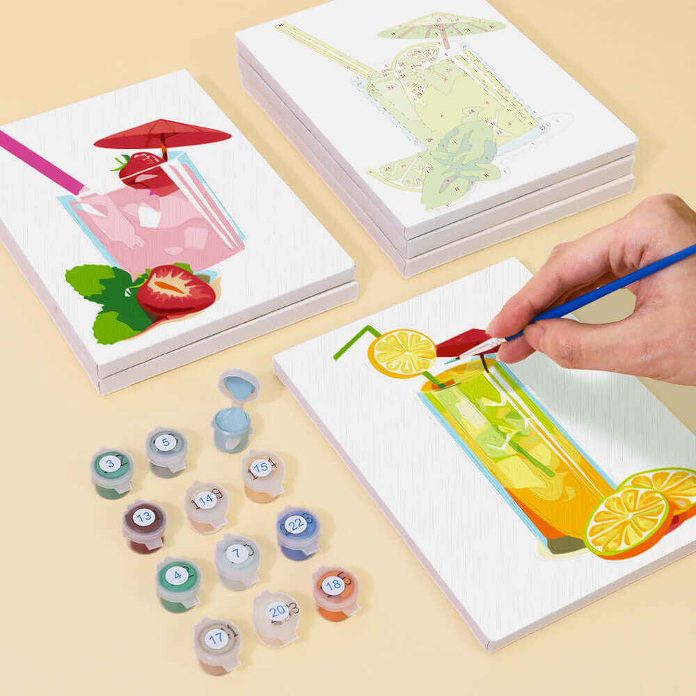 Tropical Sips (Set of 6) -  Paint by Numbers Kit for Adults -  Portrait By Numbers